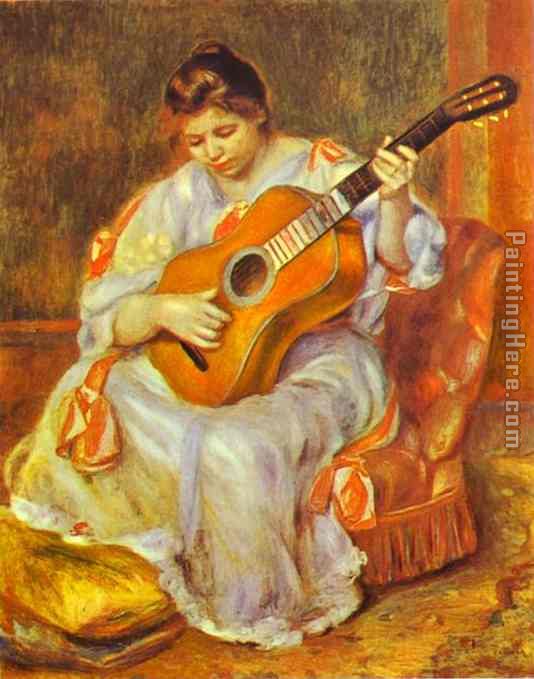Pierre Auguste Renoir A Woman Playing the Guitar